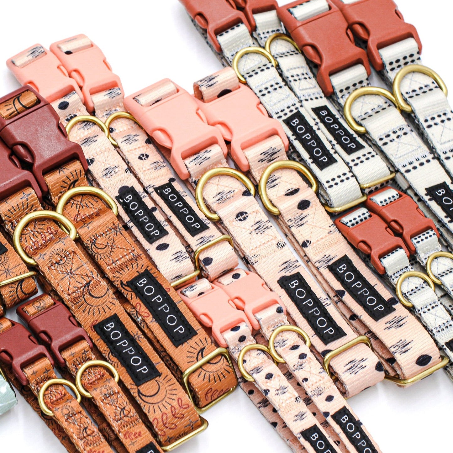 boho style dog collars collection line Medium size London Modern Farm Chic Terracotta sienna buckle stylish dog collars and leash