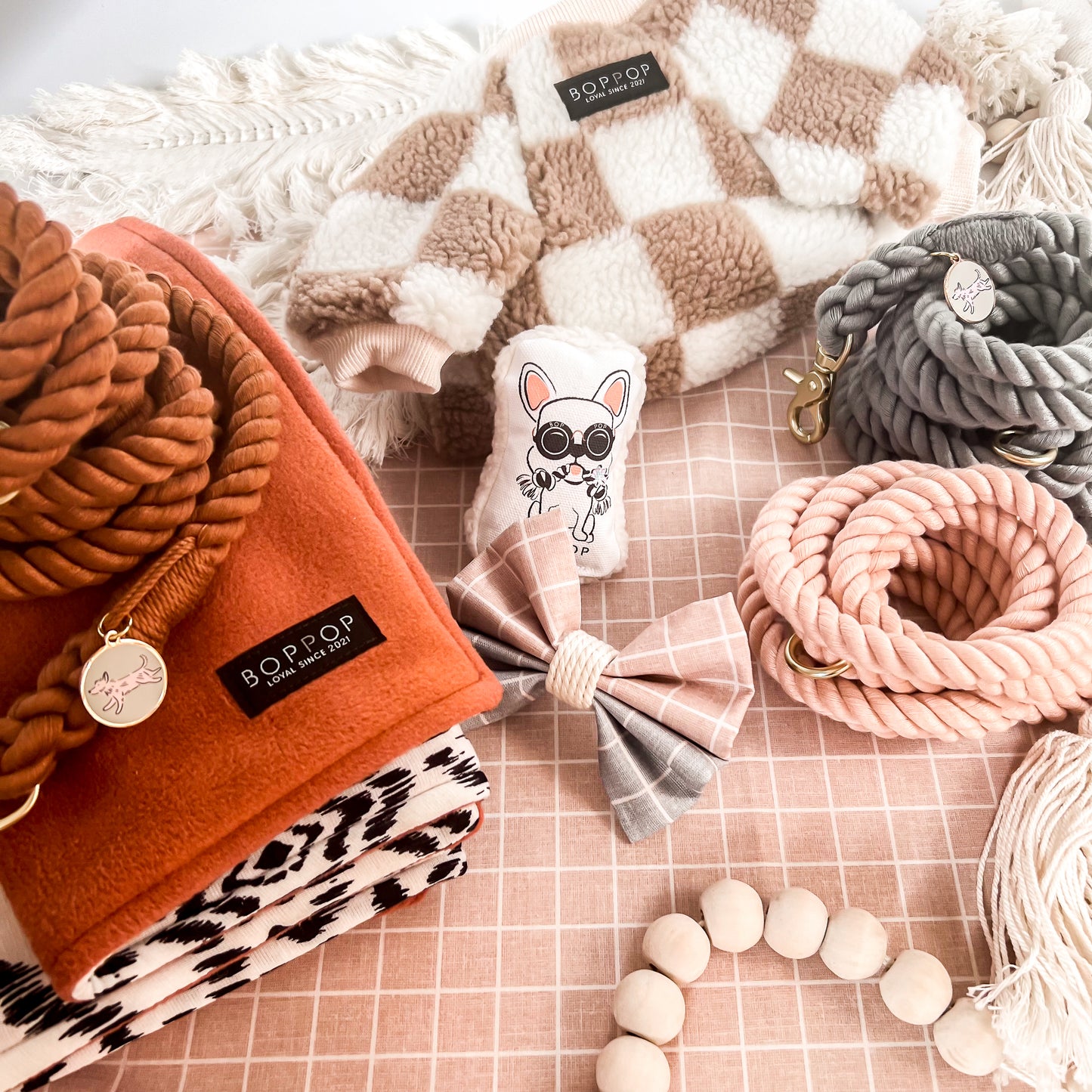 Fleece Pullover | Tan Checkerboard