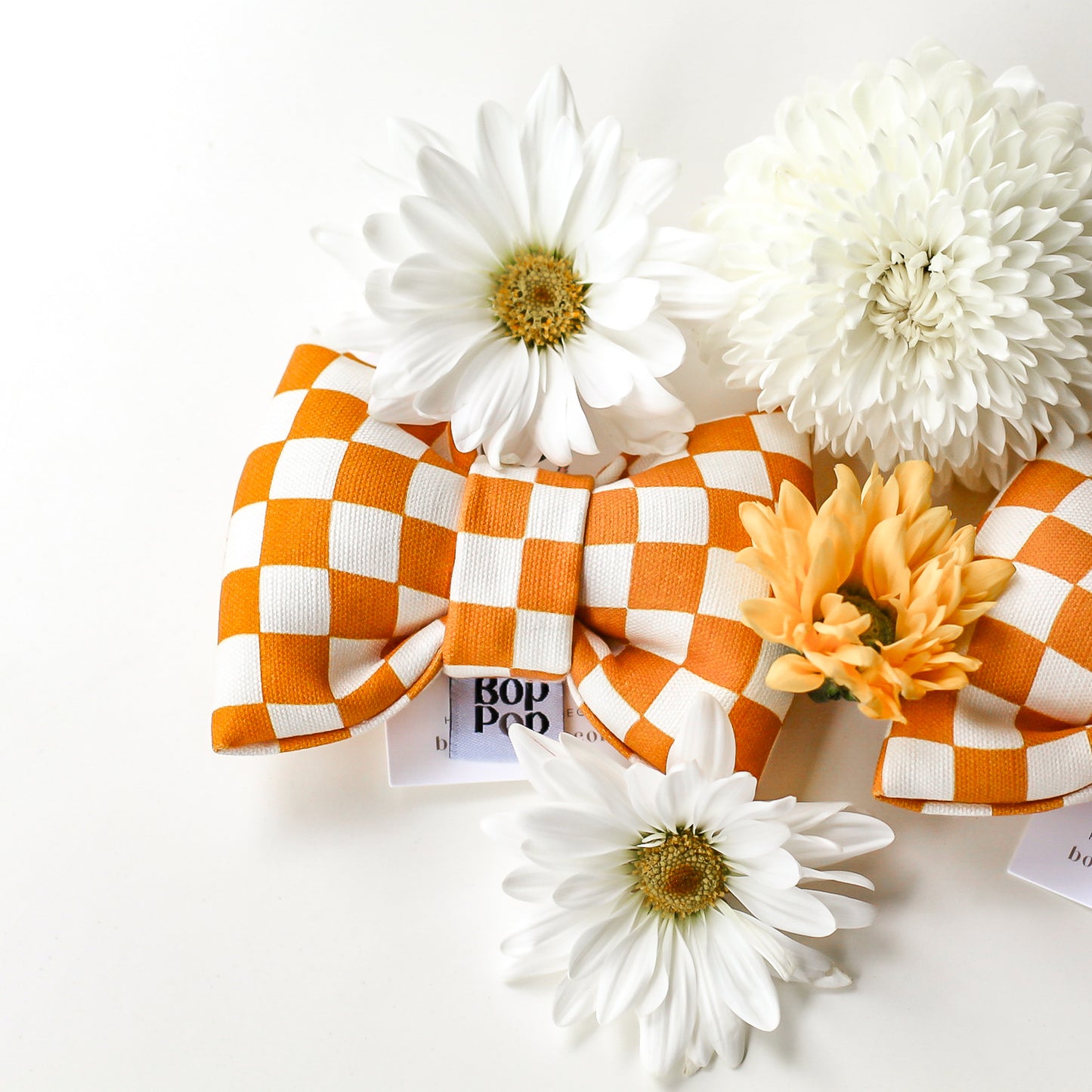 Cutest dog collar bow tie for everyday. Mustard Yellow Checkerboard dog cat bow tie structured puffy Bow yellow white organic cotton linen canvas pet accessory premium handmade. Yellow bow tie for dogs cats pets