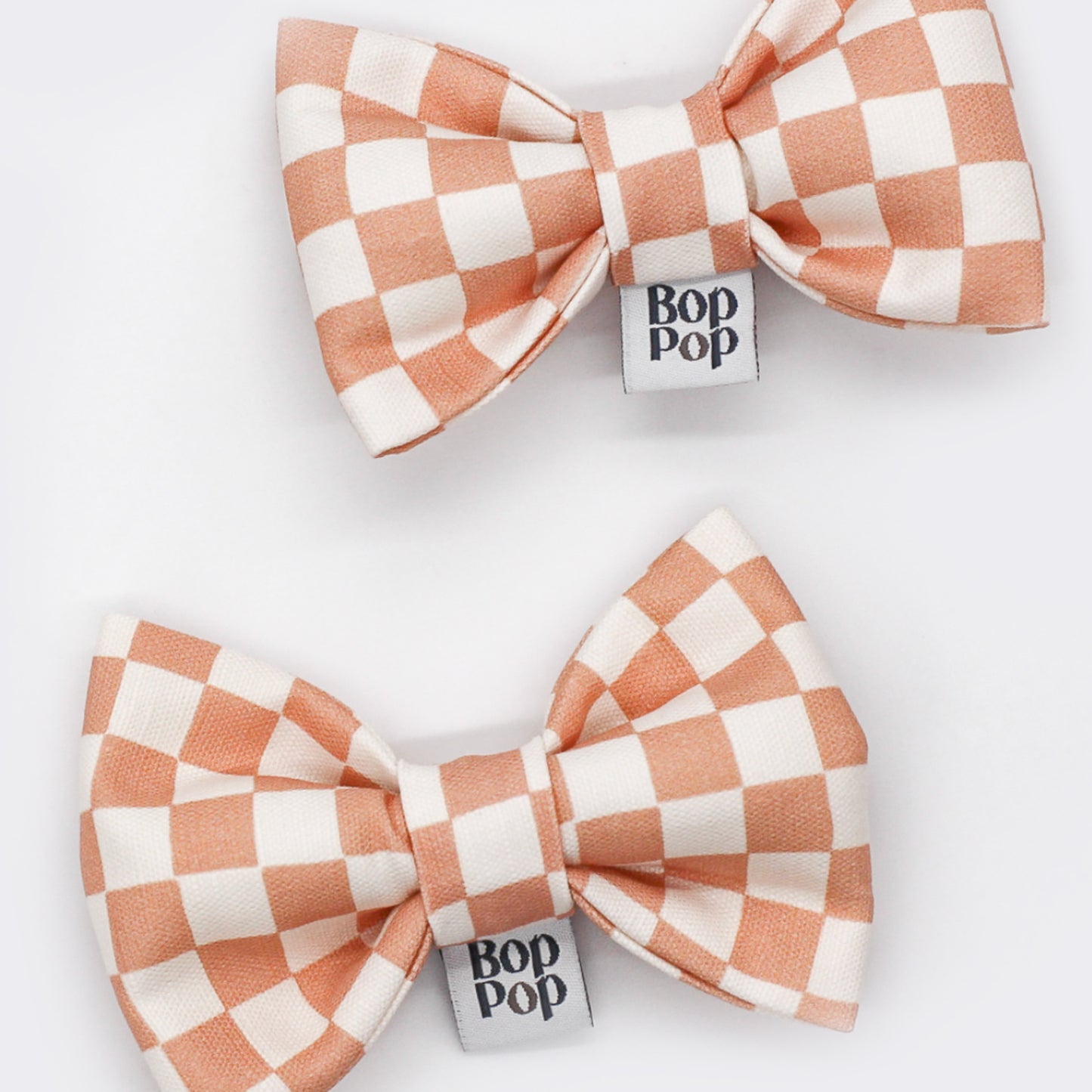 Pink clay dusty puffy, structured pet bow tie pet accessory cat dog checkerboard 100% cotton dapper modern boho