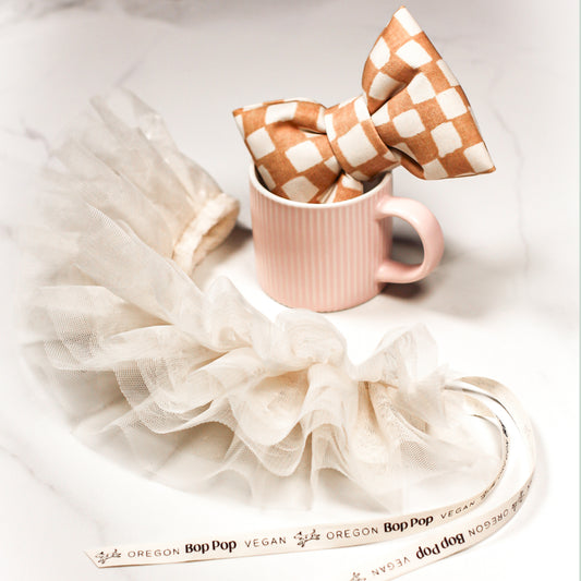 Bow Tie Checkerboard Tan Brown | PUPPUCCINO