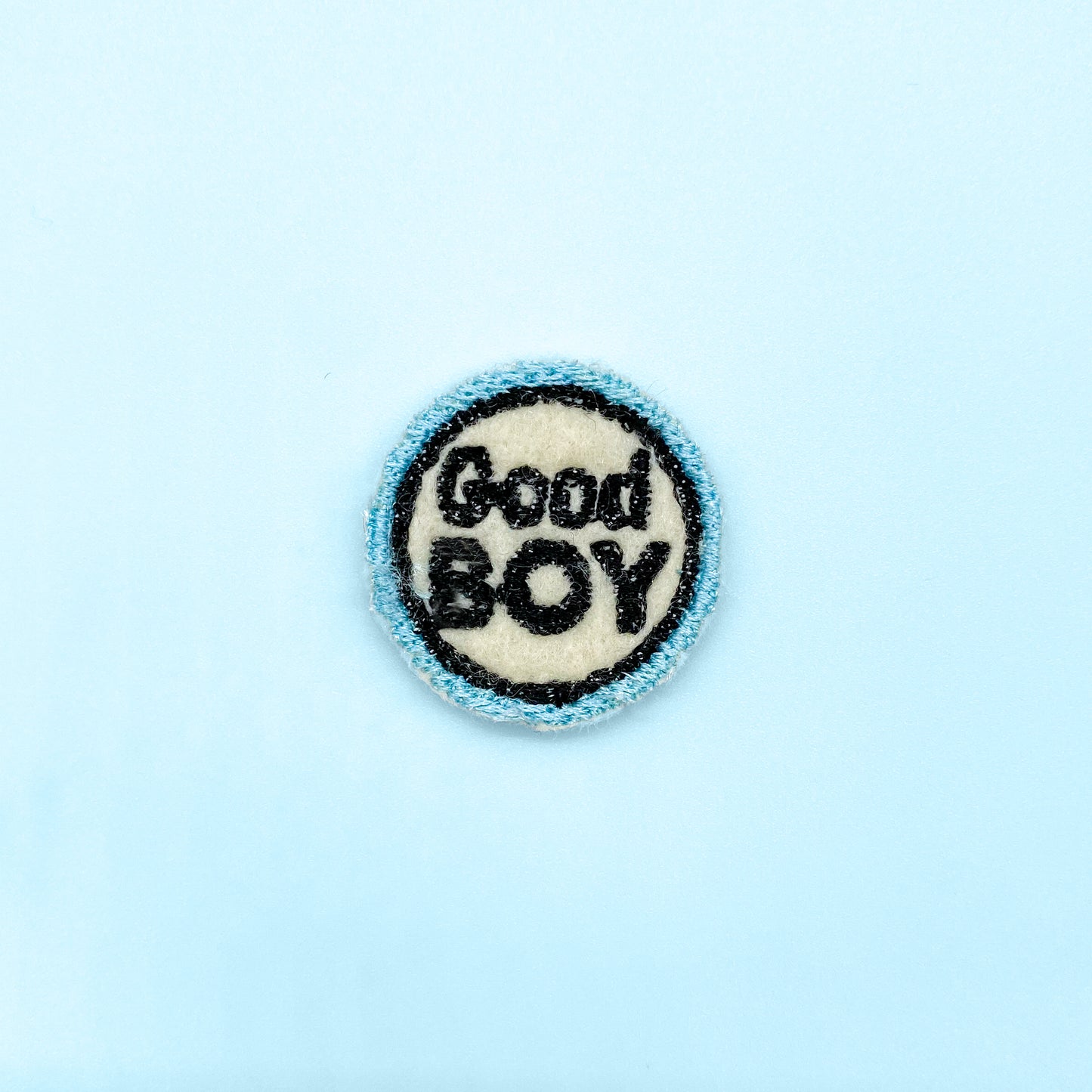 Good Boy Patch Small 1 inch circle Patch for dog cat pet bow tie or sailor bow. For pet apparel with custom Bop Pop Pets