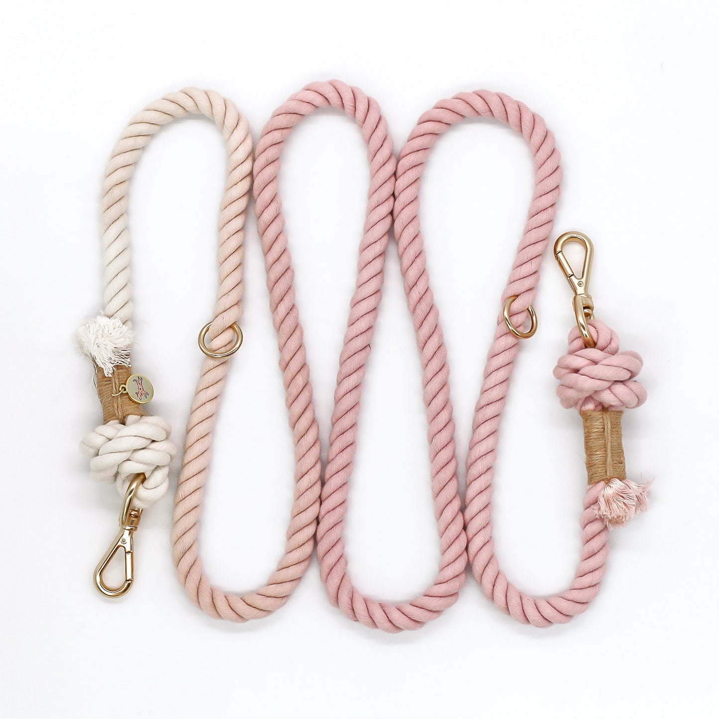 hands free cotton rope dog leash matte gold swivel lever snap clasp Bop Pop Pets pet accessory Premium hardware Heavy duty durable