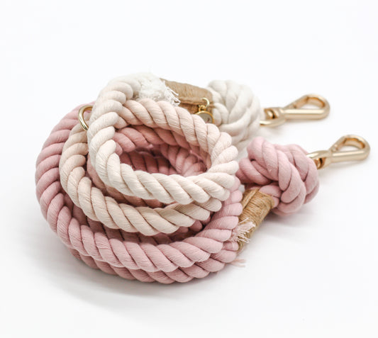 Heavy-Duty Hands Free 100% Cotton Leash | Rose Quartz