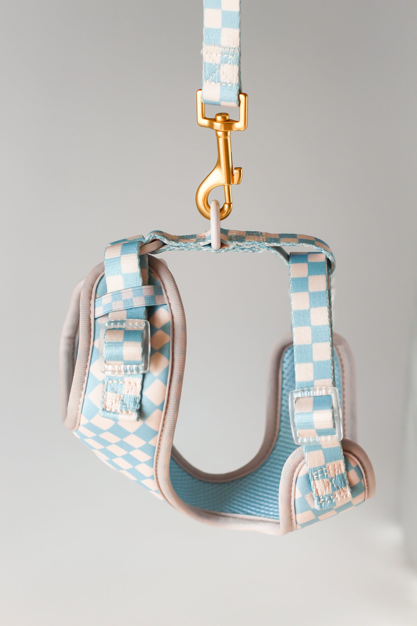 Checkerboard Dog Harness in Slate Blue | BROOKLYN 2.0