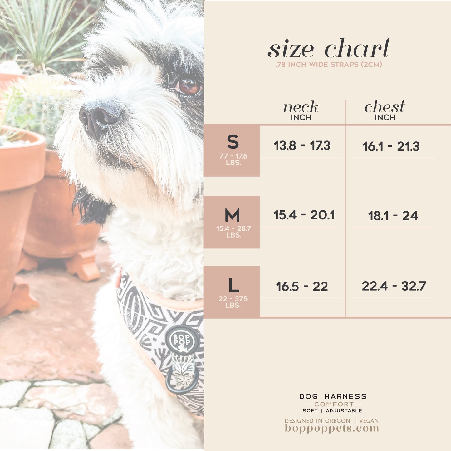 dog harness size chart