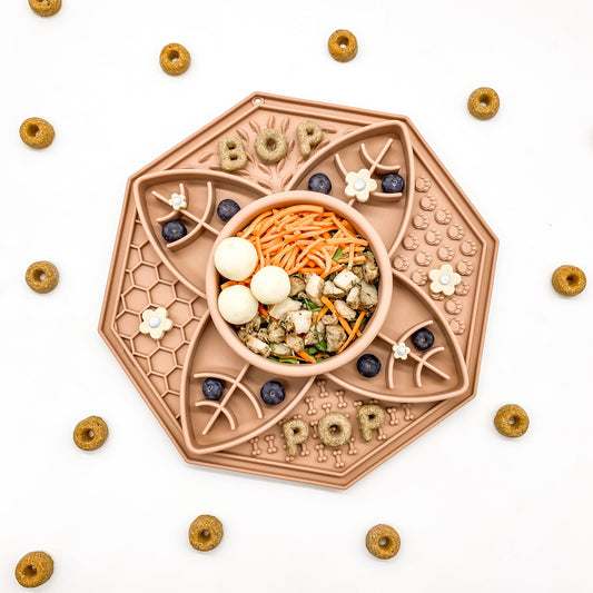 slow feeder pink clay lick mat activity mat for dogs cats pet supplies + bowls for enrichment, digestion, bloat and fast eaters bop pop pets