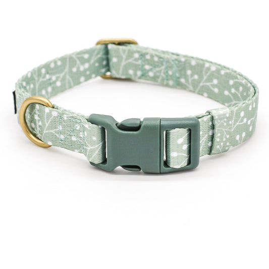 Dog Collar Modern Juniper Green Brass Nylon
