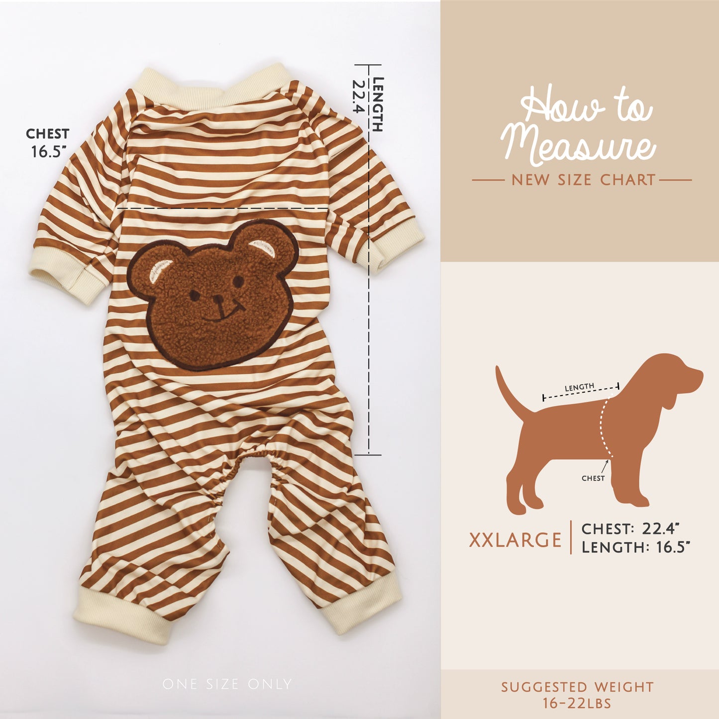 Dog Pajama Onesie | Fuzzy Bear Striped Brown