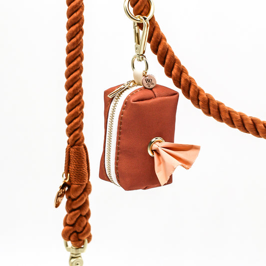 Dog Poop bag holder sienna rust gold dog leash carabiner clip bop pop pets dog accessories dog shop