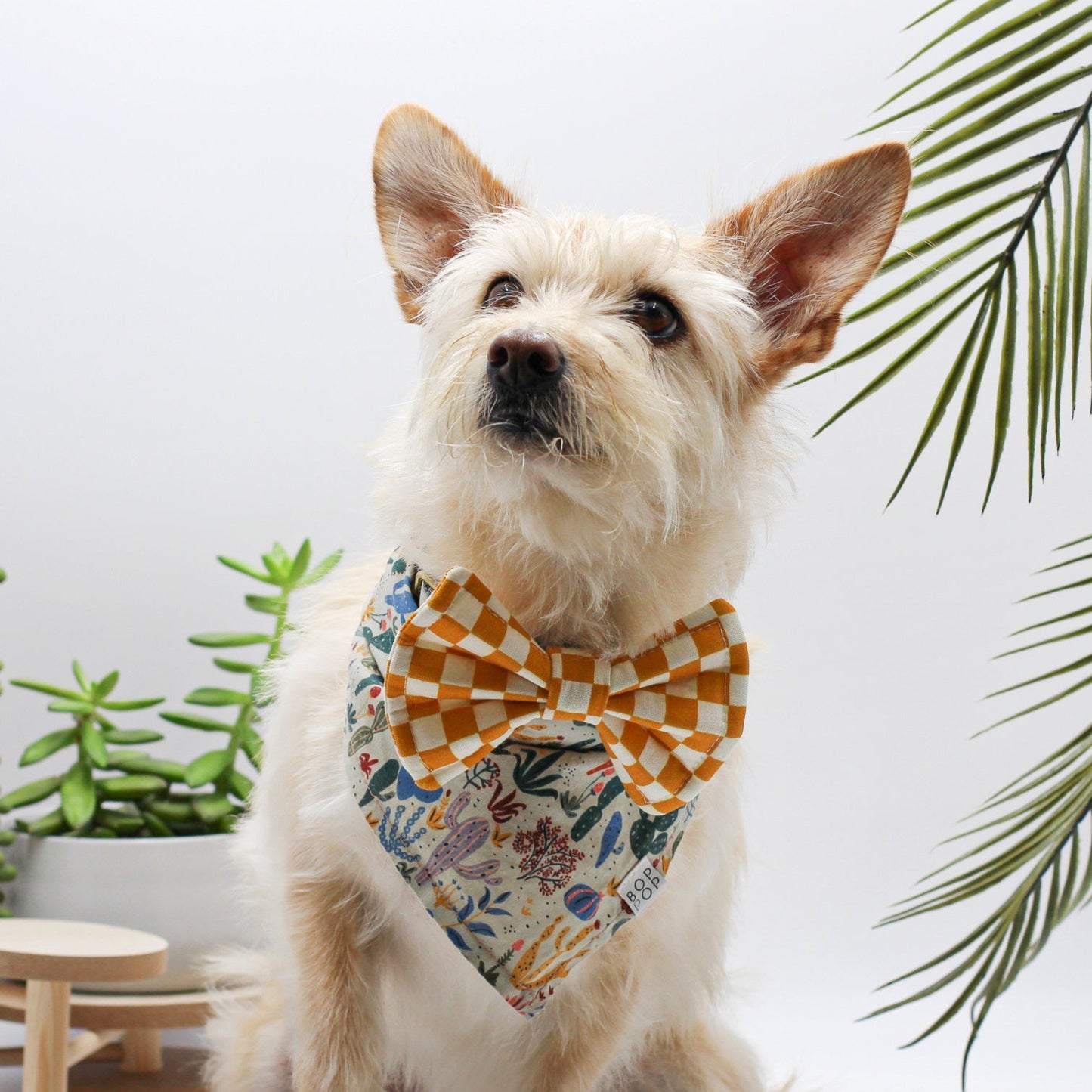 Bow Tie | Yellow Checkerboard Smiley Face Fuzzy Patch