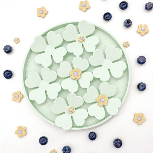 Snuffle Mat Clover Mint Pastel Green Silicone BPA Free slow feeder dog cat pet bowl mealtime enrichment anti-anxiety feeder Bop Pop Pets