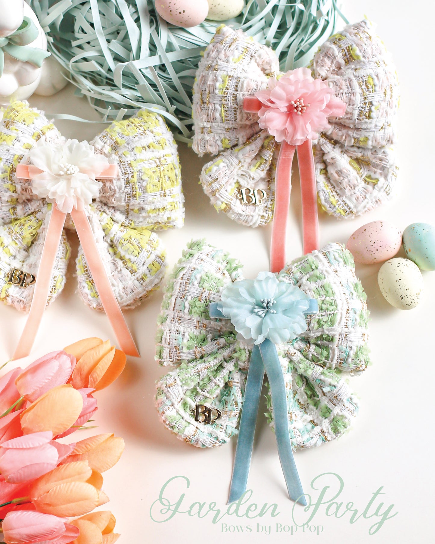 Sailor Bow Tweed in Green Blue | Mint Julep