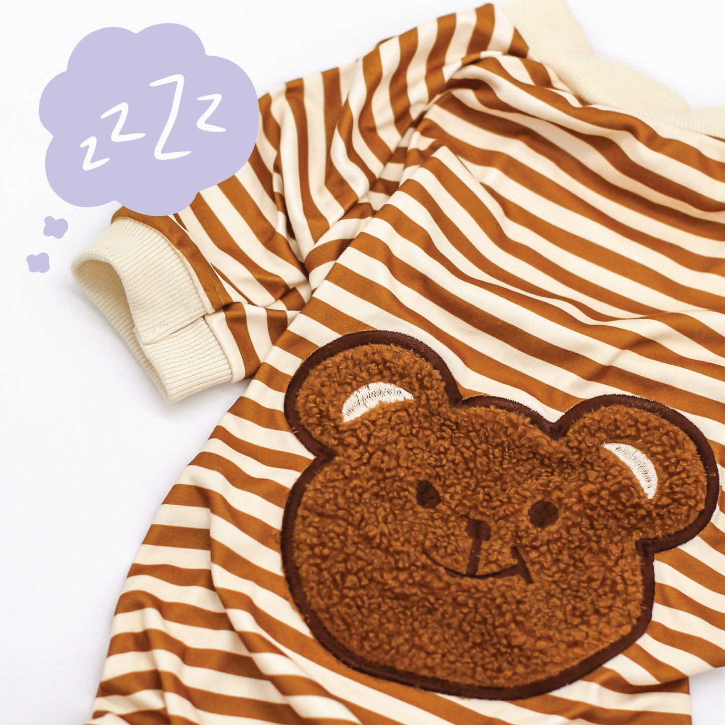 Dog Pajama Onesie | Fuzzy Bear Striped Brown