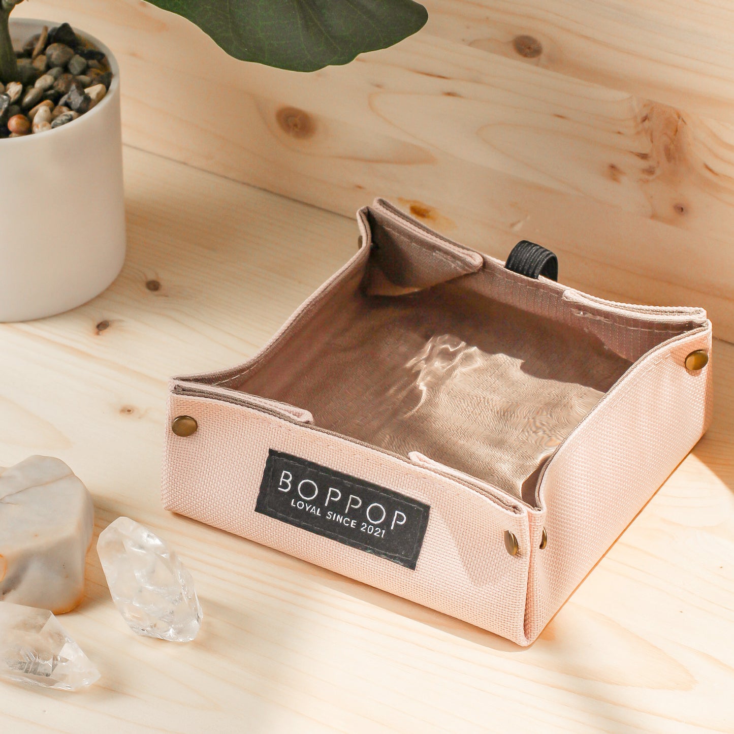 Patio Pink Rose Pet Water Bowl Dogs Cats USA made Brass Hardware Elastic strap