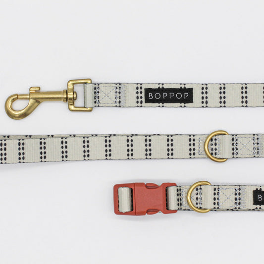 Dog Leash + Collar Set London Print Brass Swivel Hardware