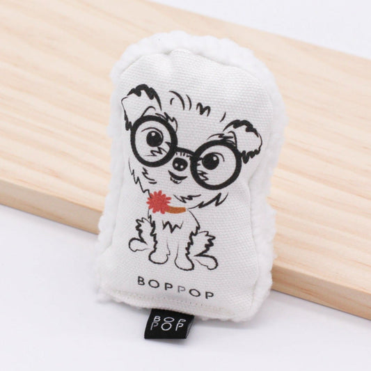 Maltese Dog Toy squeaker crinkle Organic Cotton Canvas Sherpa