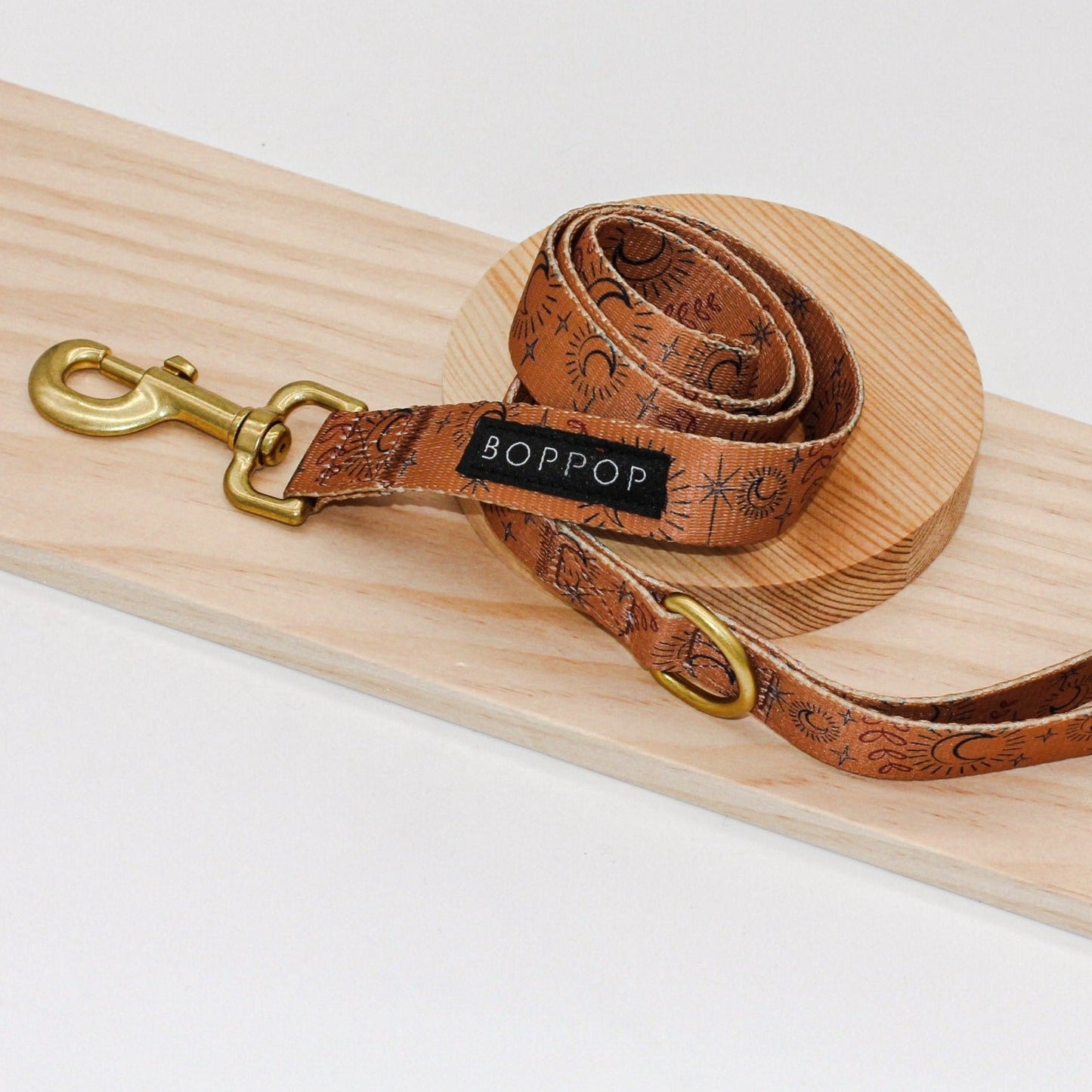 Dog Leash Brass Hardware Moon Stars