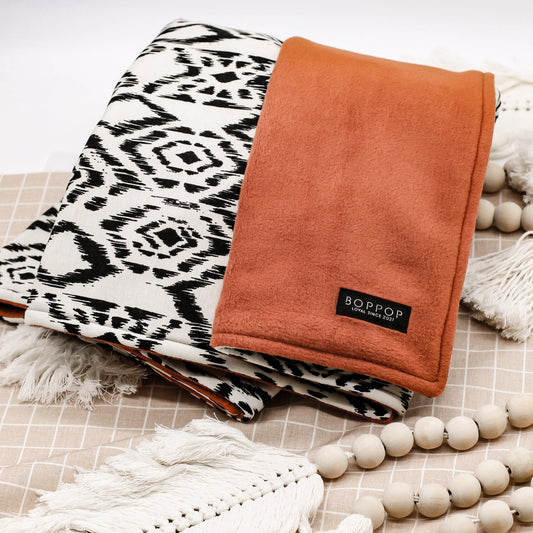 Rust Mini Pet Blanket Fleece Cotton Blend Winter Travel Portable