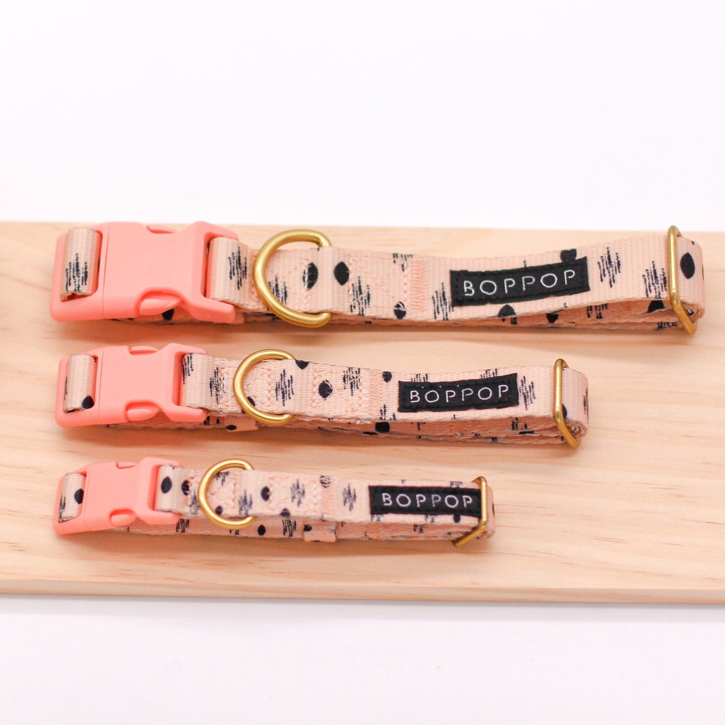Dog Collar Soffi Pastel Peach Brass Nylon 3 SIzes