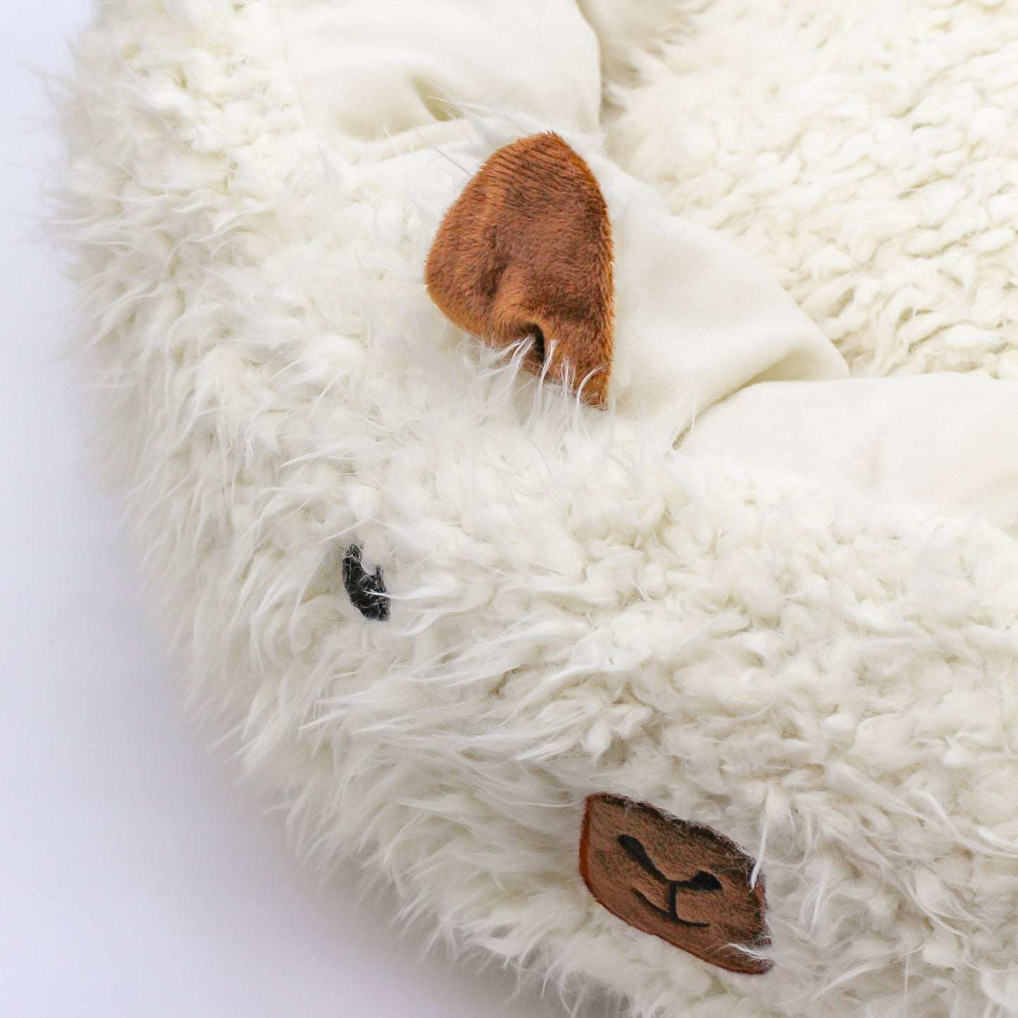 sherpa faux fur plush dog cat bed insert washable dog bed pillow small medium large alpaca llama bed for pets bop pop pets accessories felt embroidery faux alpaca wool
