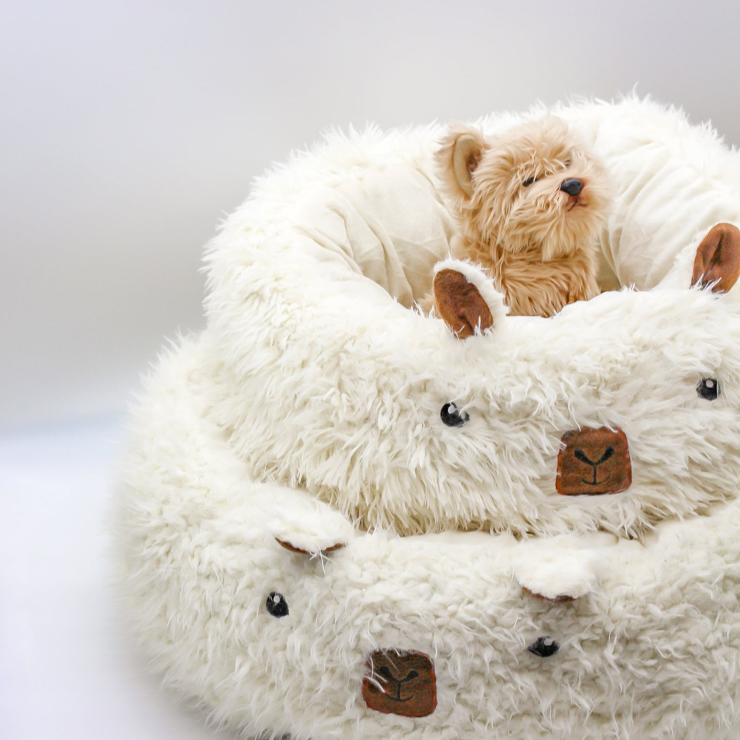 sherpa faux fur plush dog cat bed insert washable dog bed pillow small medium large alpaca llama bed for pets bop pop pets accessories 20in 24in diameter