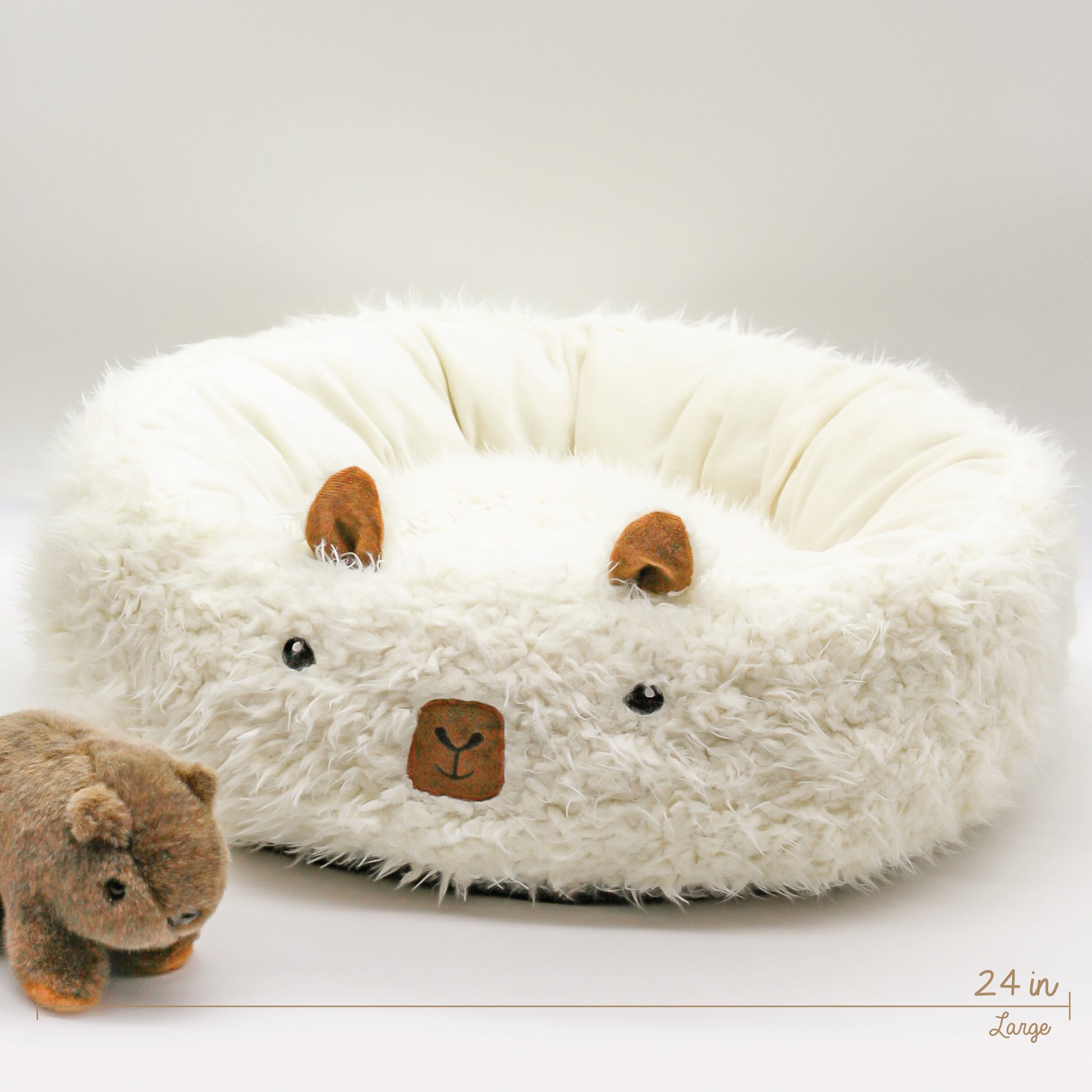 sherpa faux fur plush dog cat bed insert washable dog bed pillow small medium large alpaca llama bed for pets bop pop pets accessories 24 in large faux alpaca wool