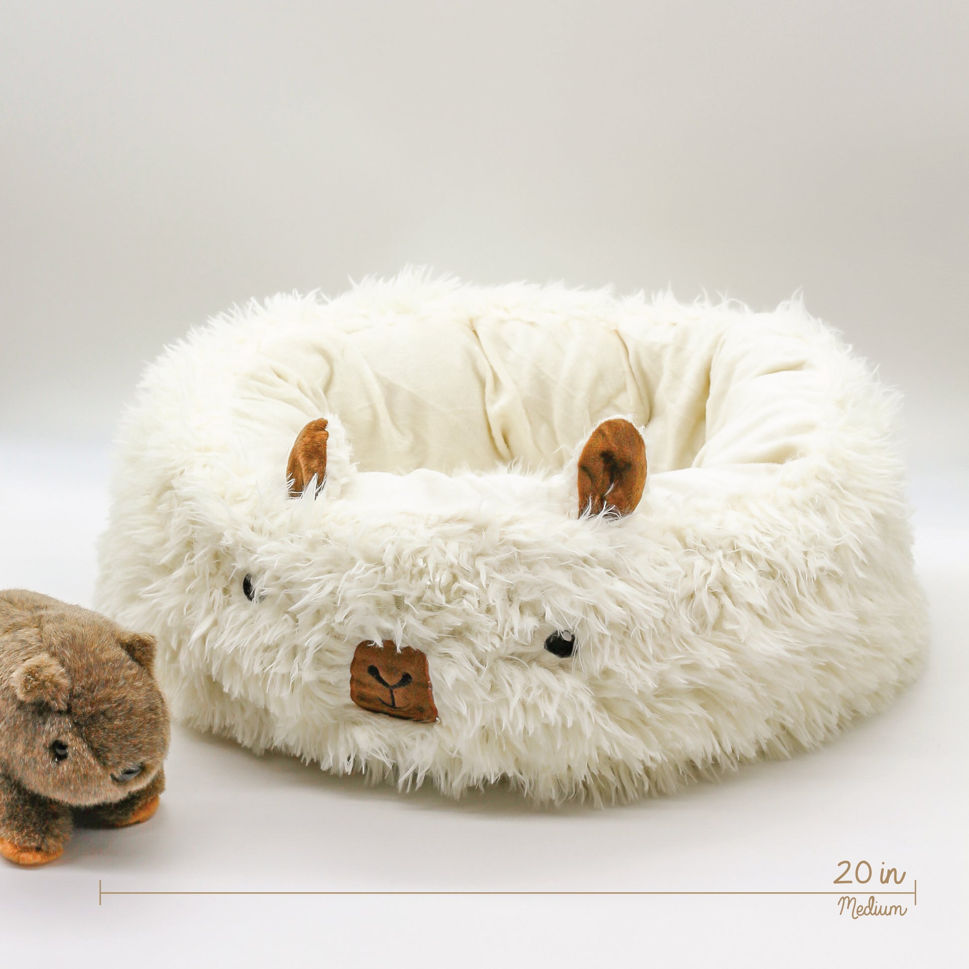 sherpa faux fur plush dog cat bed insert washable dog bed pillow small medium large alpaca llama bed for pets bop pop pets accessories