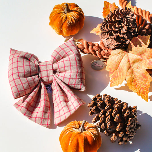 Sailor Bow Tie | Autumn Plaid in Red Tan