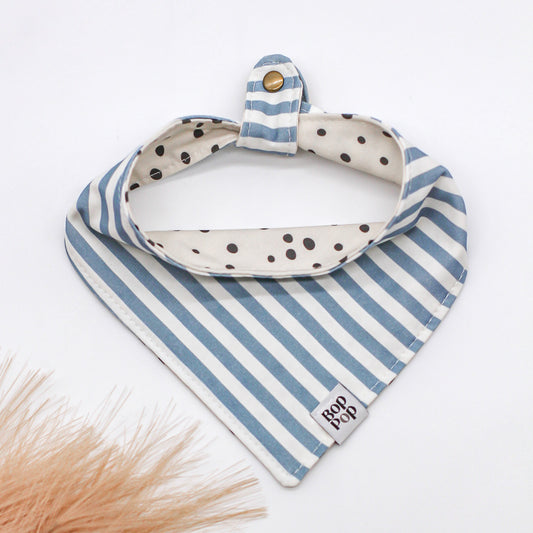 Cozy Bandana | Boho Blue Stripes Dots