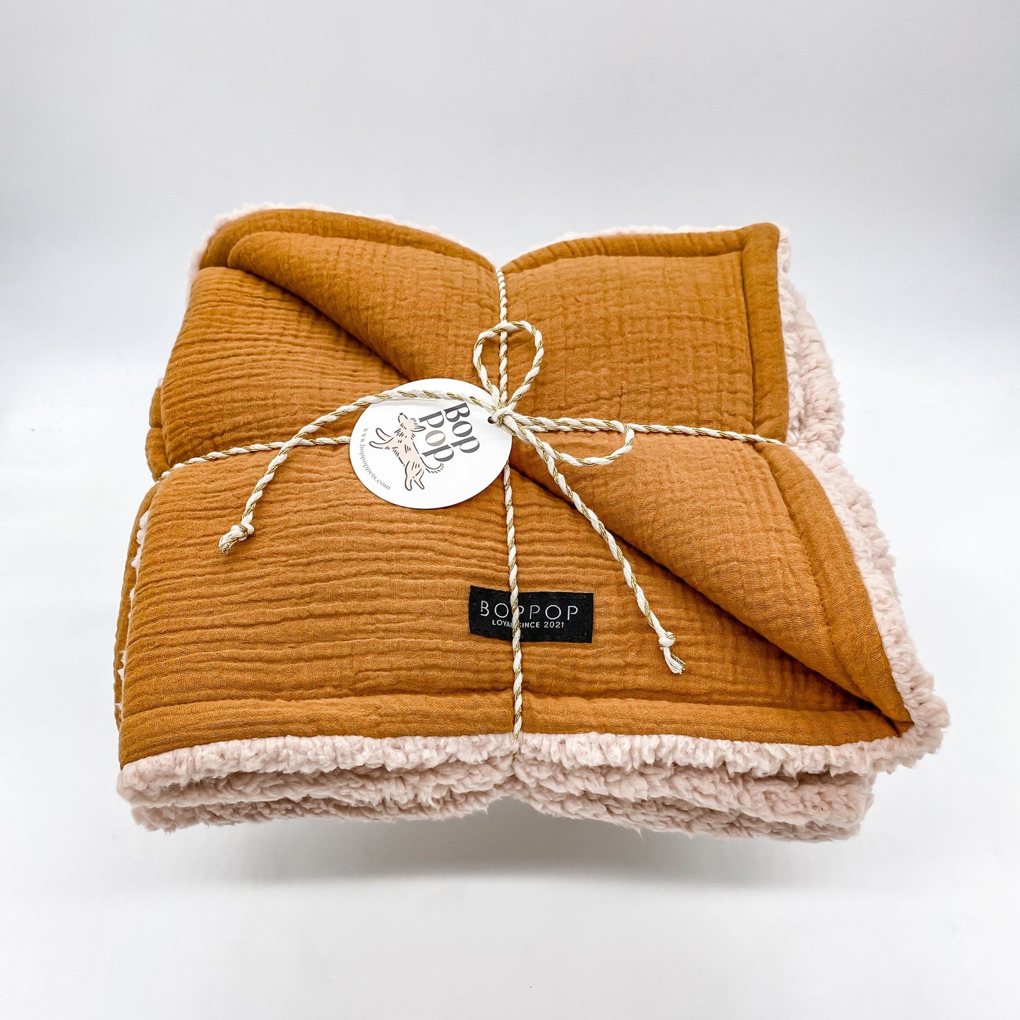 Sienna Rust Dusty Rose Pink sherpa pet blanket cozy warm winter fall season pet mini blanket bop pop pets