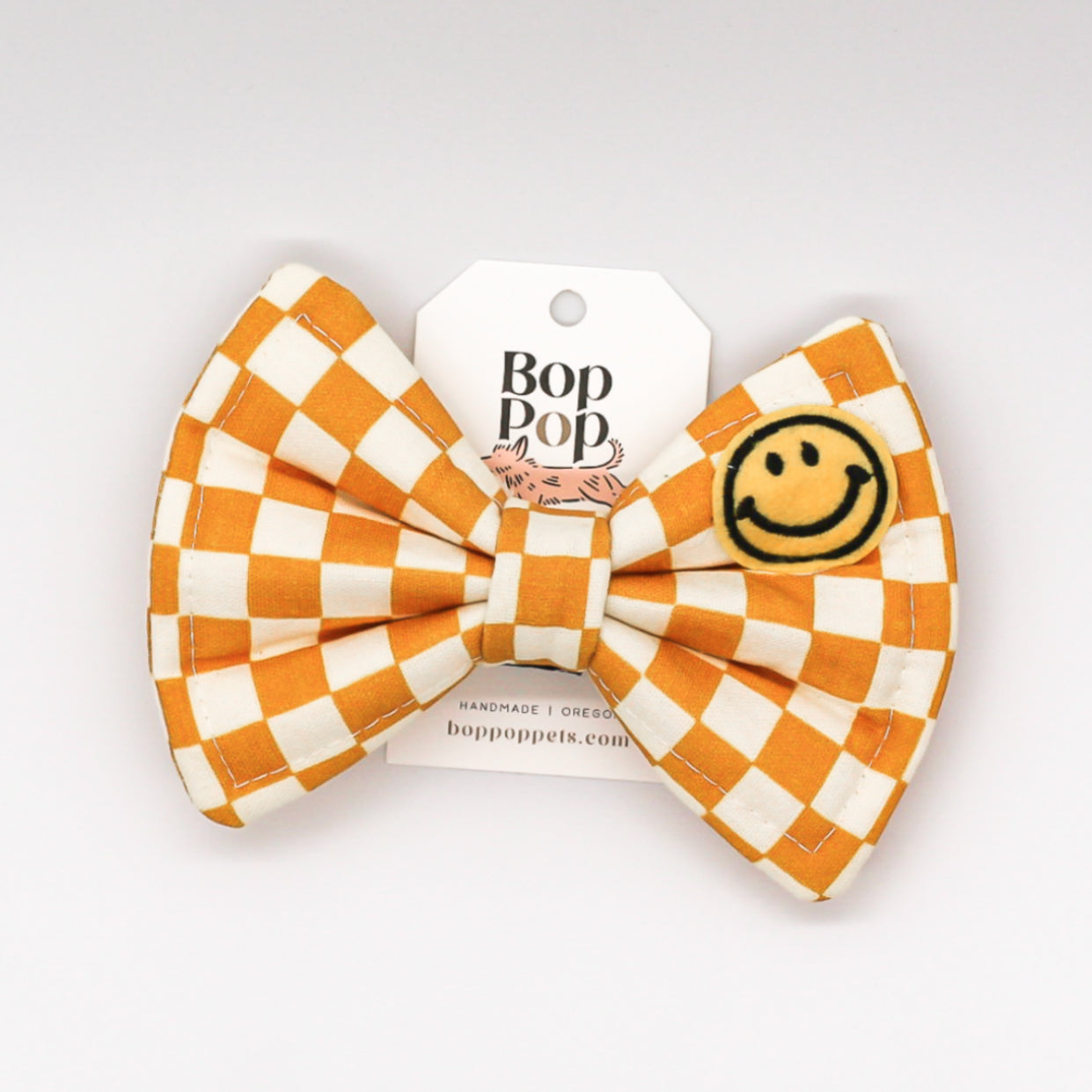Smiley Bow Tie | Yellow Checkerboard