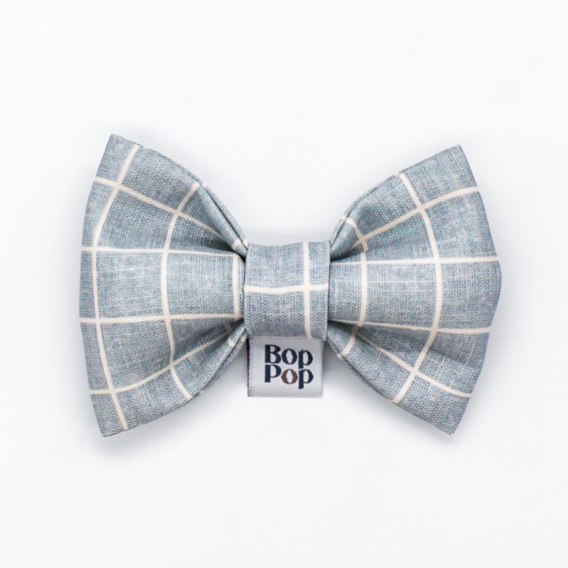 Slate Blue grid line classic modern puffy structured 100% cotton bow tie pet accessory dog cat bop pop pets