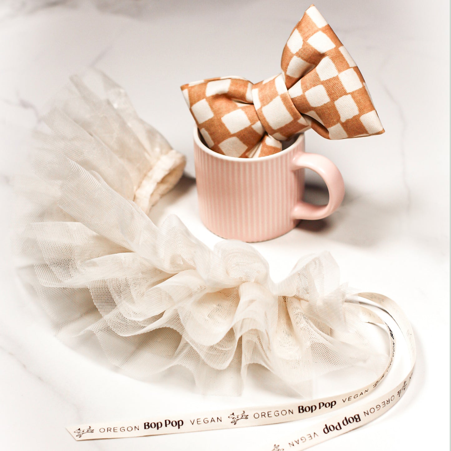 Bow Tie Checkerboard in Latte Brown | Capuppccino