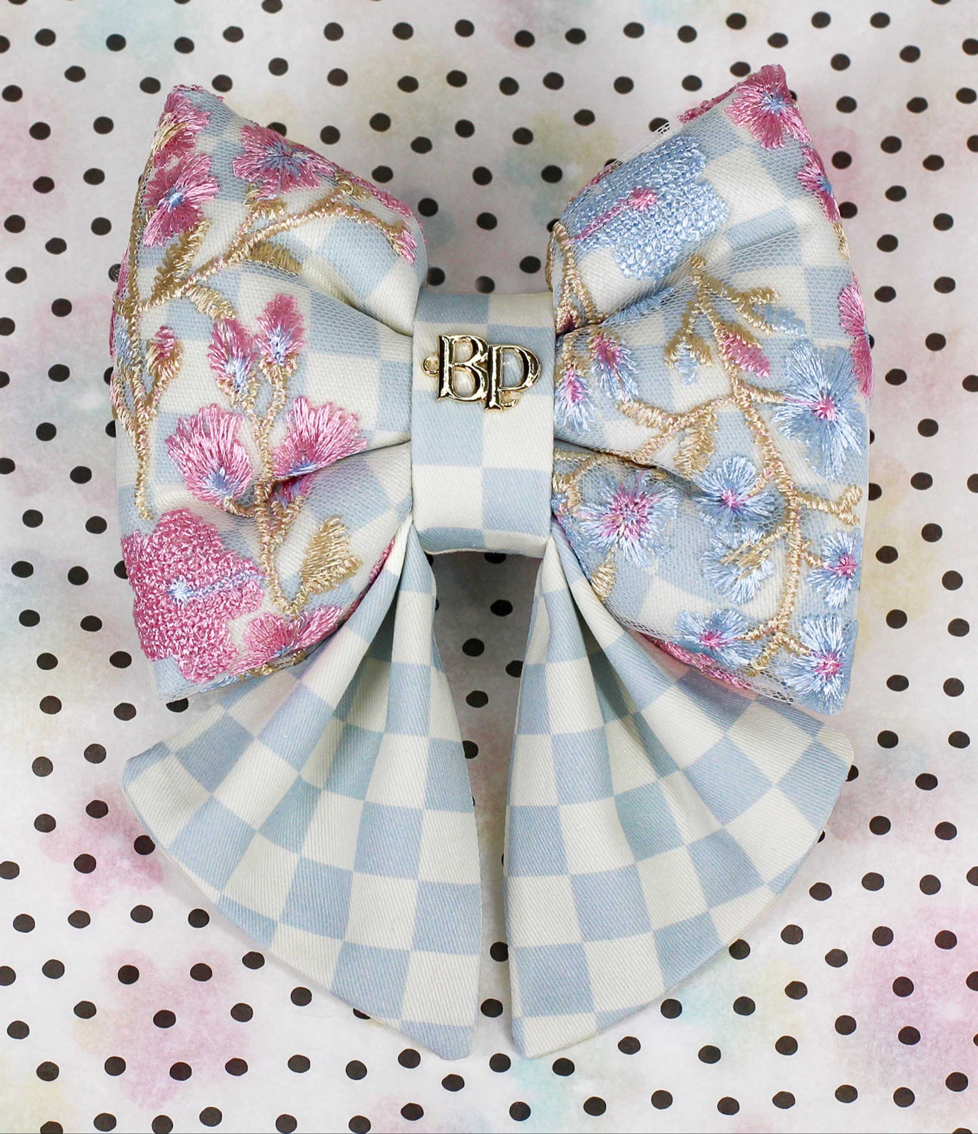 Premium Luxury Fun Dog Collar Bow Tie Sailor bow. Checkerboard cotton, handmade flower bop pop bows for pet accessories. Fits all size dogs. Easter Spring Collection 2025 