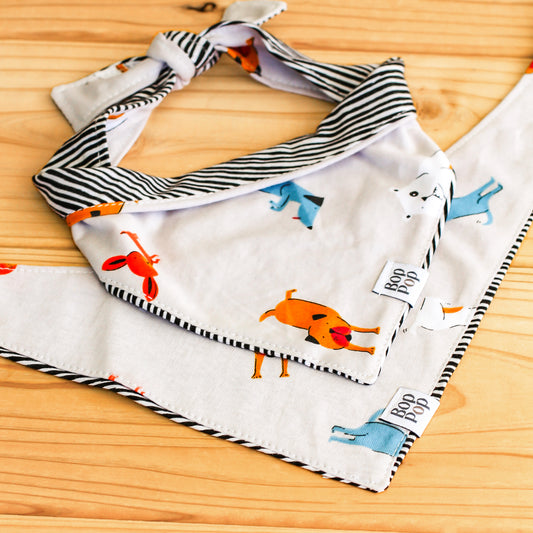Gulliver Cozy Comfort Jersey cotton bandana dog print grey color pet accessory dog cat reversible stripes print
