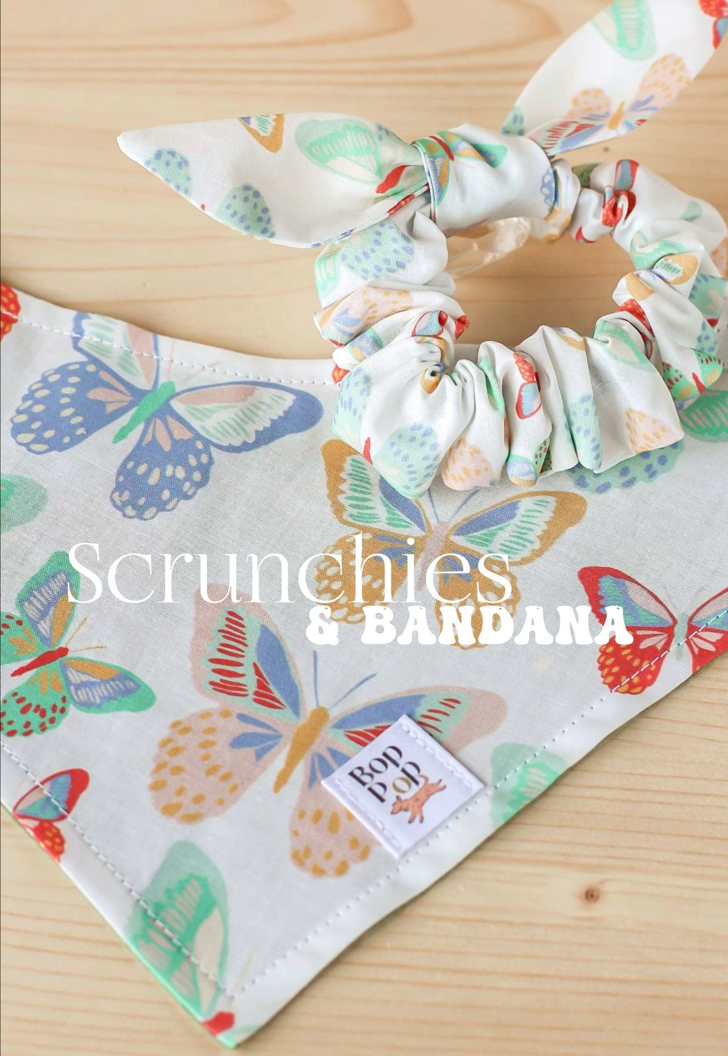 Dog mom dog set bandana scrunchie matching sets cotton double gauze cat butterfly colorful print