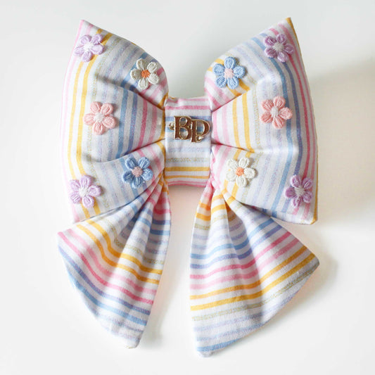 Sailor Bow Tie with Embroidery Flowers  | HAPPY SPRING