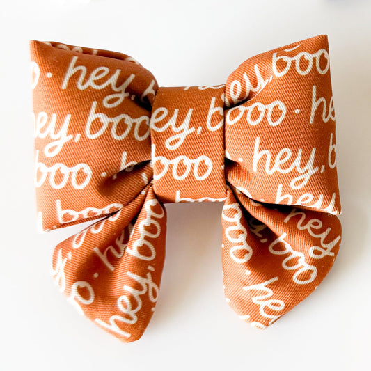 Hey BOO halloween mini small dog sailor bow tie for pets dogs and cats. Handmade  cotton puffy bow bop pop pets fall 2025