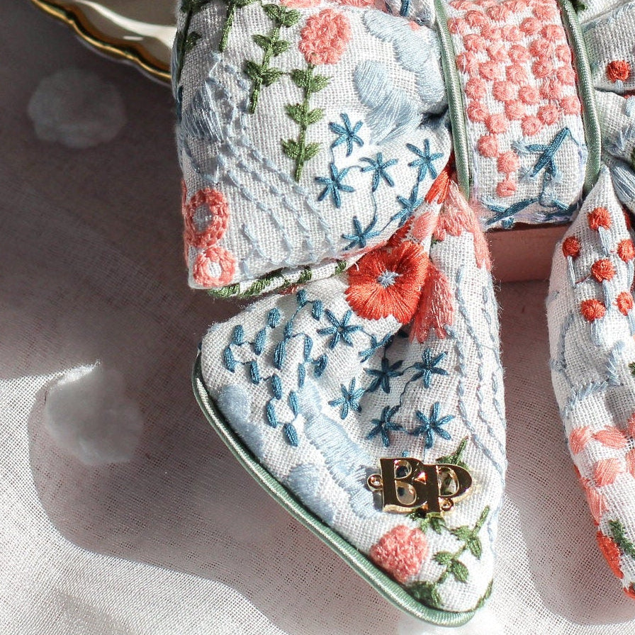 Luxury dog bows for collars. holiday bow tie dog cats embroidery fabric floral holiday pet accessory gift Sailor bow bop pop pets premium cotton dog collar bow tie Satin sage piping trim 