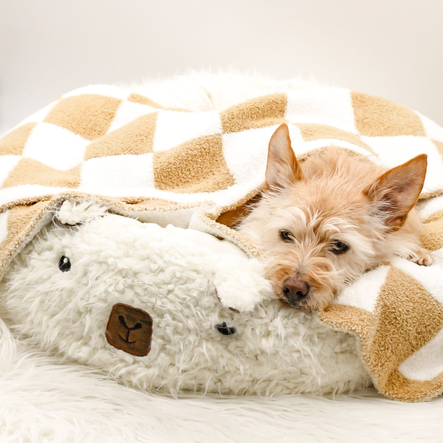 sherpa faux fur plush dog cat bed insert washable dog bed pillow small medium large alpaca llama bed for pets bop pop pets accessories