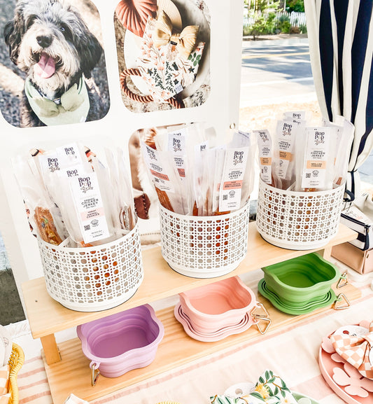 Dog Treat Bar table display at Market Oregon USA Bop Pop Pets dog brand