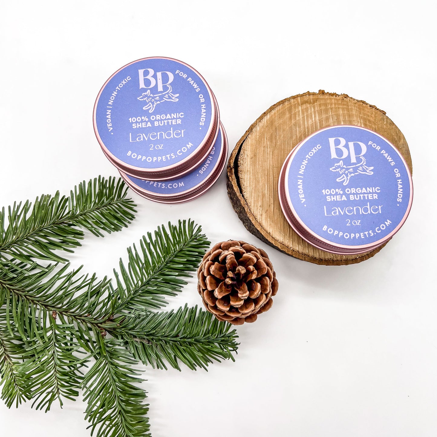 Shea butter lavender paw balm bop pop pets tin for dry cracked dog paws winter hands pet accessories 2 oz non-toxic vegan organic