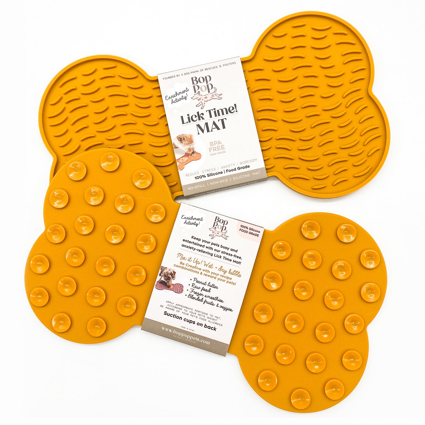 Licking Lick Mat Dogs Cats Enrichment toy pet supply food BPA Silicone enrichment boredom anti-anxiety mats Bop Pop Pets