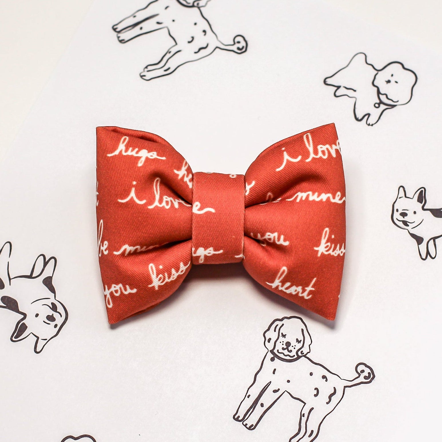 rust color bow tie with love and kisses quotes for dog bows. Bop pop pet accessories