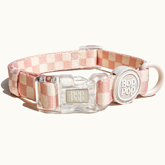 Checkerboard Dog Collar in Light Pink | BLOSSOM