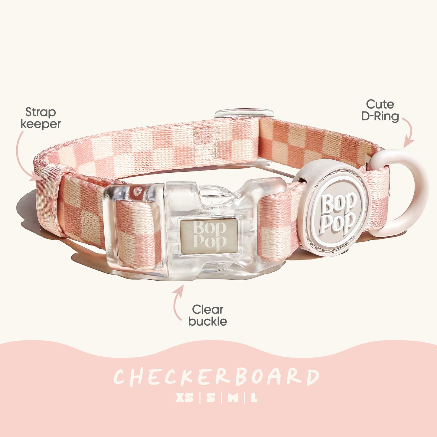 Checkerboard Dog Collar in Light Pink | BLOSSOM