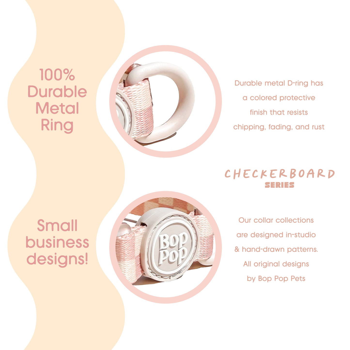 Checkerboard Dog Collar in Light Pink | BLOSSOM