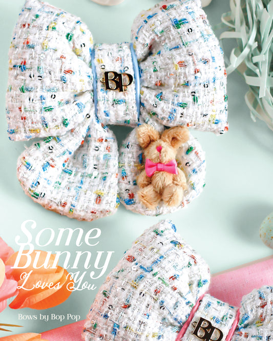 Sailor Bow Tweed in White Sprinkles Bunny | Nutmeg