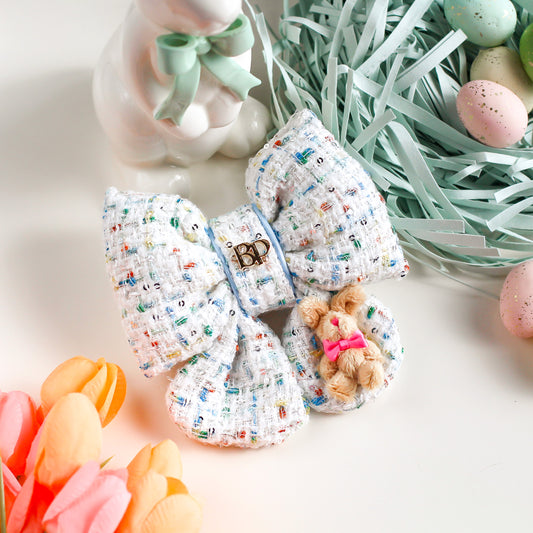 Sailor Bow Tweed in White Sprinkles Bunny | Nutmeg